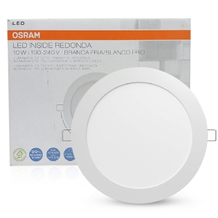 Luminária Plafon Painel Led Embutir Redondo Bivolt Com Driver 700Lm 10W 5000K Luz Branca - Osram