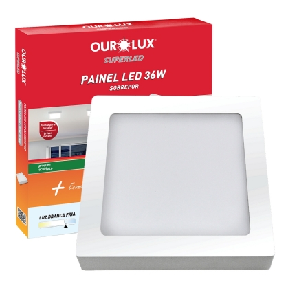 Luminária Plafon Led Sobrepor Quadrado 36W Bivolt 6500K Luz Branca - Ourolux
