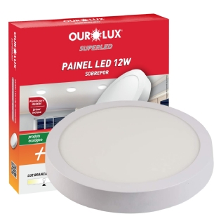 Luminária Plafon Led Sobrepor Redondo 12W Bivolt 4000K Luz Neutra - Ourolux