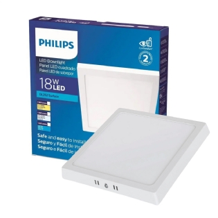 Luminária Plafon Led Sobrepor Quadrado Branco 18W Bivolt 44A 3000K Luz Amarela 1300Lm 25000H 225x225Mm Slim Led Downlight Dl252 - Philips
