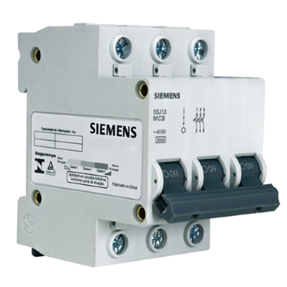 Disjuntor Mini Din Tripolar 50A Curva C 3Ka 220/380V 5SJ13507MB - Siemens