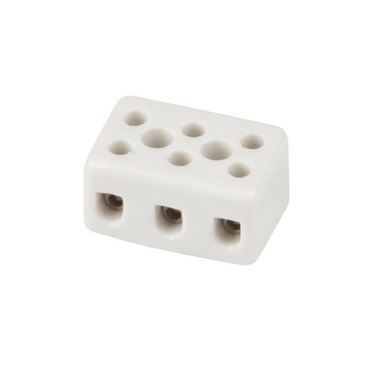 Conector Múltiplo Porcelana 25A 600V 3 Bornes 6,00mm 350G Branco - Sindal