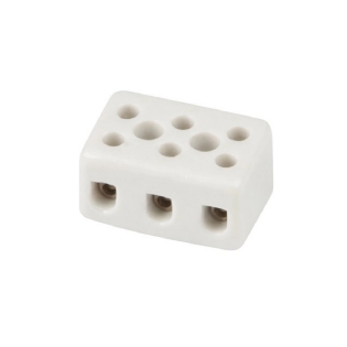 Conector Múltiplo Porcelana 25A 600V 3 Bornes 6,00mm 350G Branco - Sindal