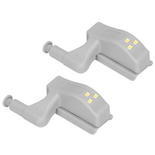 Kit 2 Luminárias Led De Dobradiças Switch Light Para Armário Mini Cinza 12V 3000K Luz Amarela - Bronzearte