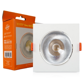 Luminária Spot Led Embutir Quadrada Branco 12W Bivolt 3000K Luz Amarela 960Lm Difusor Acrílico Transparente - Bronzearte