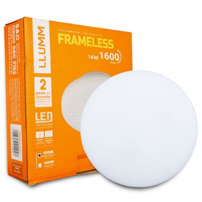 Luminária Painel Led Embutir Redondo Branco 16W Bivolt 4000K Luz Branca 1600Lm - Bronzearte