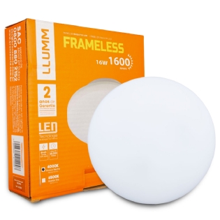 Luminária Painel Led Embutir Redondo Branco 16W Bivolt 4000K Luz Branca 1600Lm - Bronzearte