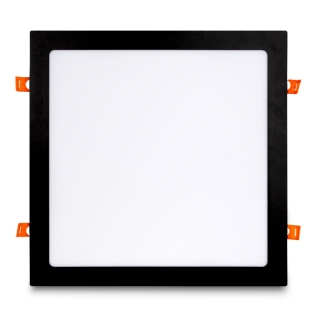 Luminária Painel Led Embutir Quadrado Preto 24W Bivolt 6500K Luz Branca 2040Lm Difusor Acrílico +  Bronzearte