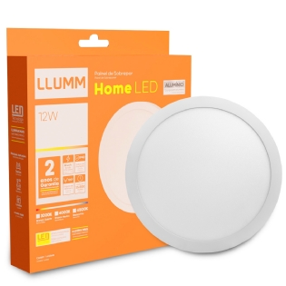 Luminária Plafon Led Sobrepor Redondo Branco 12W Bivolt 4000K Luz Branca 900Lm Difusor Acrílico Com Driver - Bronzearte