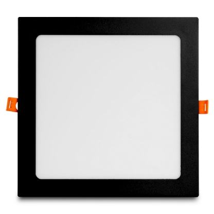Luminária Painel Led Embutir Quadrado Preto 18W Bivolt 4000K Luz Branca 1530Lm - Bronzearte