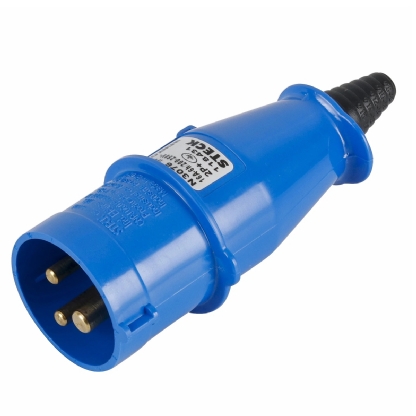 Plug Macho Industrial 2p+T 16A Newkon Azul N3076 - Steck