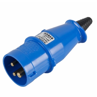 Plug Macho Industrial 2p+T 16A Newkon Azul N3076 - Steck