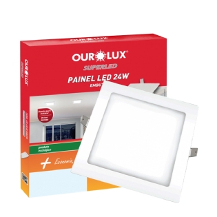 Luminária Plafon Led Embutir Quadrado Branco 24W Bivolt Luz Neutra 4000K 1440Lm - Ourolux