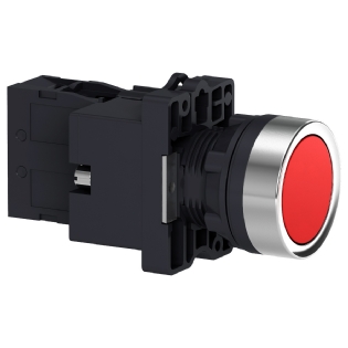 Botão Comando Pulsador Faceado luminoso Redondo 22mm Vermelho Retorno Por Mola 1na 24vca/cc XA2EW34B1 - Schneider Electric