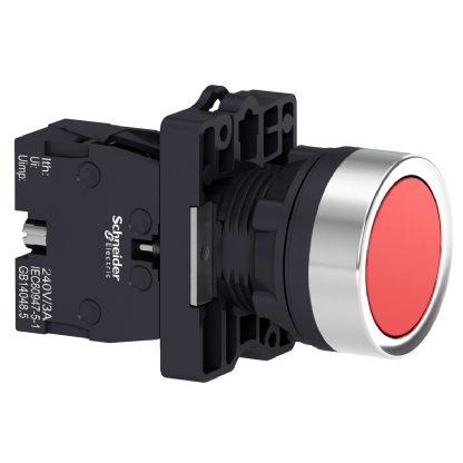 Botão Comando Faceado Impulsão Vermelho Redondo 22mm 1Nf XA2EA42 - Schneider Electric
