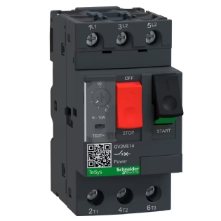 Disjuntor Motor Tripolar Termomagnético 10A 6-10A 400/415V 100Ka 50/60Hz GV2ME14 - Schneider Electric