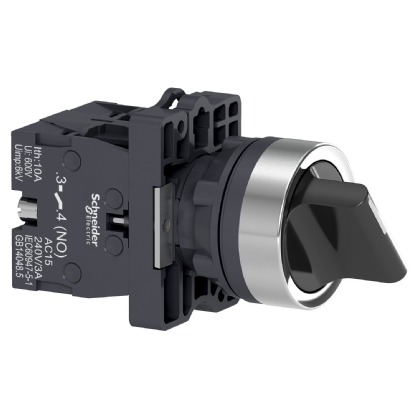 Botão Comutador Knob Curto 3 Posições Reto 45G 22,5mm Plástico Preto 2Na XA2ED53 - Schneider Electric