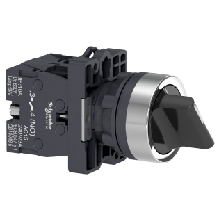 Botão Comutador Knob Curto 3 Posições Reto 45G 22,5mm Plástico Preto 2Na XA2ED53 - Schneider Electric