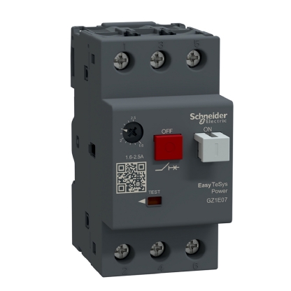 Disjuntor Motor Tripolar 2,5A 1,6-2,5A 440V 100Ka 400/415V 50/60Hz Ip20 GZ1E07 Easypact Tvs Schneider Electric