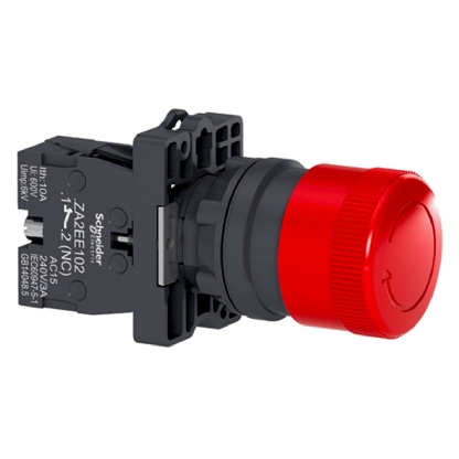Botão Emergência Cogumelo 30mm Girar Destravar 22mm Plástico Vermelho 1Nf XA2ES442 Easy Harmony Xa2 Schneider Electric
