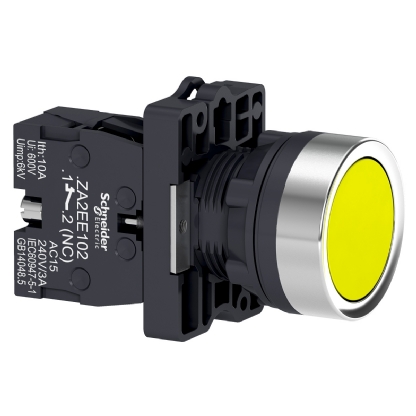 Botão Comando Pulsador Faceado Redondo 22mm Plástico Amarelo 1Na XA2EA51 Easy Harmony Xa2 - Schneider Electric