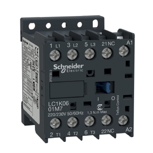Contator Mini Potência Tripolar 6A 220V 1Nf 50/60Hz LC1K0601M7 Tesys K - Schneider Electric