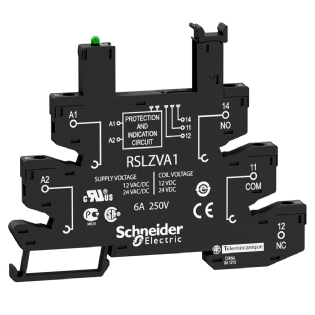 Base Relé Interface Rsl 6A 12-24Vca/Cc 1 Reversível Led Trilho Din Ip20 RSLZVA1 - Schneider Electric