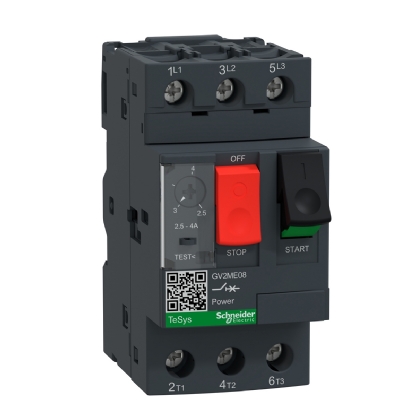Disjuntor Motor Tripolar 2,5-4A Termomagnético Botão De Impulsão GV2ME08 - Schneider Electric
