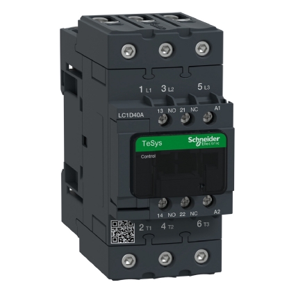 Contator Potencia Tripolar 40A 220Vca 1Na+1Nf 50/60Hz LC1D40AM7 - Schneider Electric