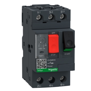 Disjuntor Motor Tripolar Termomagnético 0,63-1A 400/415V 100Ka 50/60Hz GV2ME05 - Schneider Electric