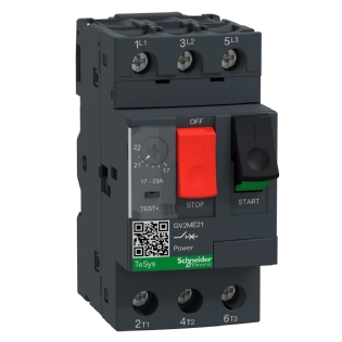 Disjuntor Motor Tripolar Termomagnético 23A 17-23A 400/415V 100Ka 50/60Hz GV2ME21 - Schneider Electric
