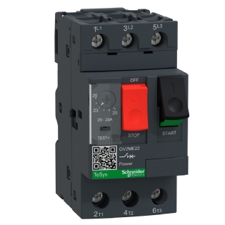Disjuntor Motor Tripolar Termomagnético 25A 20-25A 400/415V 100Ka 50/60Hz GV2ME22 - Schneider Electric