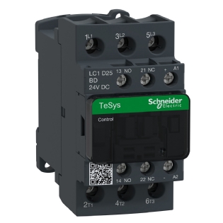 Contator Potencia Tripolar 25A 24Vcc 1Na+1Nf LC1D25BD - Schneider Electric