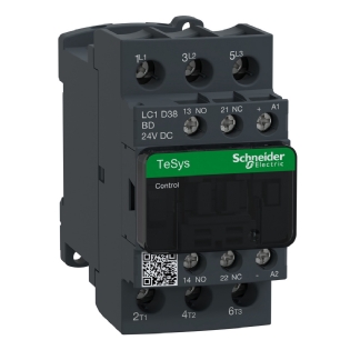 Contator Potencia Tripolar 38A 24Vcc 1Na+1Nf 50/60Hz LC1D38BD - Schneider Electric