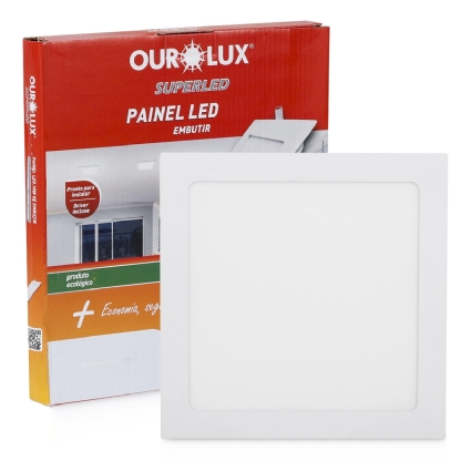 Luminária Plafon Led Embutir Quadrado 18W Bivolt 4000K Luz Neutra - Ourolux
