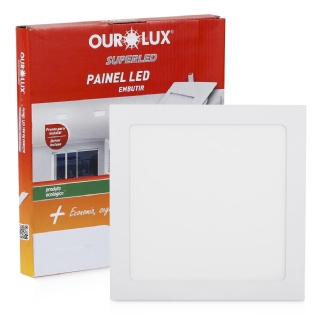 Luminária Plafon Led Embutir Quadrado 18W Bivolt 4000K Luz Neutra - Ourolux