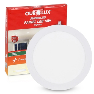 Luminária Plafon Led Embutir Redondo 18W Bivolt 6400K Luz Branca - Ourolux