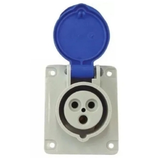Tomada Industrial Fêmea Embutir 2P+T 16A 220/240V 6H Azul Newkon N3046 - Steck