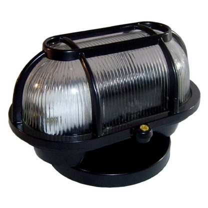 Luminária Tartaruga Oval Tgvp Preto 60W E27 Difusor Vidro Com Grade Ip22 - Fm Lustre