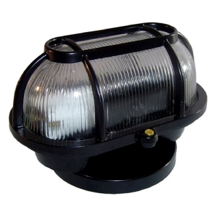 Luminária Tartaruga Oval Tgvp Preto 60W E27 Difusor Vidro Com Grade Ip22 - Fm Lustre