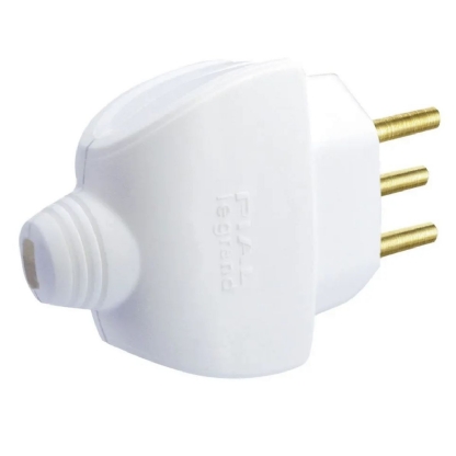 Plug Macho 10A 250V Branco Lateral/Axial Com Prensa Cabo - Pial