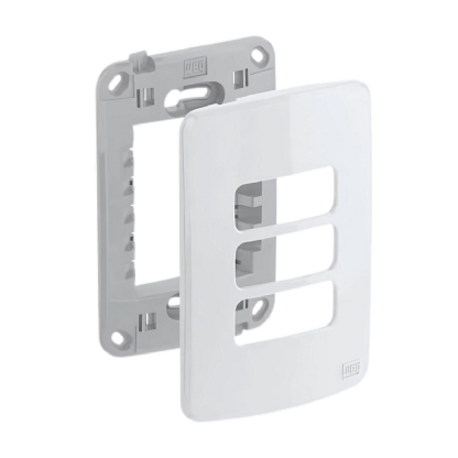 Conjunto Placa e Suporte Acabamento 3 Postos Sep Branco Compose 4X2 Com Suporte - Weg