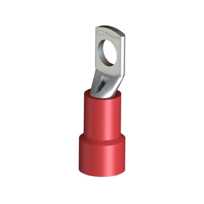 Terminal Olhal Tubular 10Mm (8Awg) Pré-Isolado Vermelho 1 Furo F=6,5Mm 1/4 (M6) - Intelli - 100 Unidades