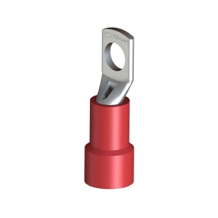 Terminal Olhal Tubular 10Mm (8Awg) Pré-Isolado Vermelho 1 Furo F=6,5Mm 1/4 (M6) - Intelli - 100 Unidades