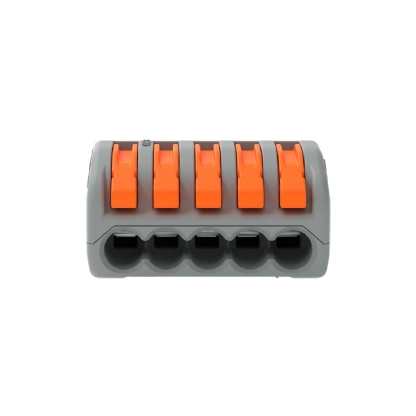 Conector Elétrico Emenda Rápido Poliamida Cinza/Laranja 5 Polos 4,00Mm - Wag