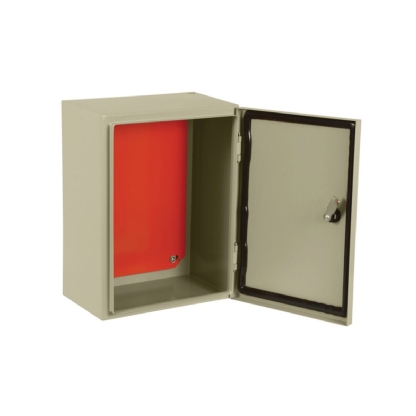 Quadro Comando Sobrepor Aço Carbono Bg (Ral 7032) 300X200X200Mm Fecho Fenda Porta Lisa Placa Montagem Lr (Ral 2004) - Cemar