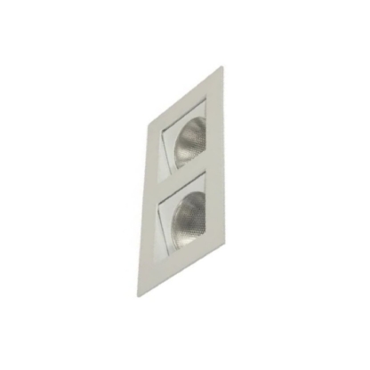 Luminária Spot Embutir Quadrado Branco P/Lâmpada Par20 50W 2Xe27 Bivolt Foco Direcionável/Recuado - Golight