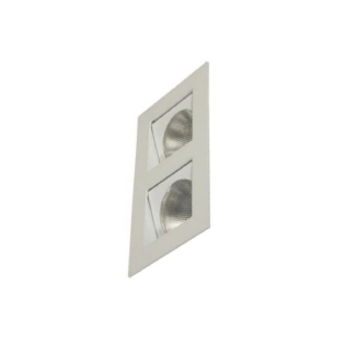 Luminária Spot Embutir Quadrado Branco P/Lâmpada Par20 50W 2Xe27 Bivolt Foco Direcionável/Recuado - Golight