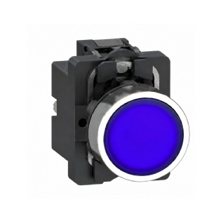 Botão Comando Pulsador Faceado Iluminado Redondo 22Mm Plástico Azul 1Na Led 24Vca/Cc - Schneider