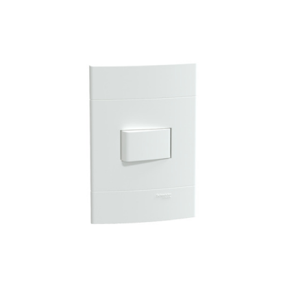 Conjunto 1 Interruptor Simples Horizontal 10A 250V C/Placa 4X2 Branco Fosco Lunare Up - Schneider